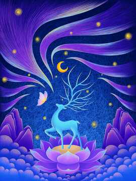 夜路上遇见鹿，揭秘其背后的神秘预兆与解梦意义,象征,挑战,希望,第1张